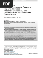 Thrombotic Thrombocytopenic Purpura, Heparin-Induced Thrombocytopenia, and Disseminated Intravascular Coagulation 2020