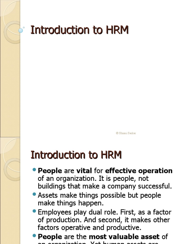 Introduction To HRM | PDF | Human Resource Management | Human Resources