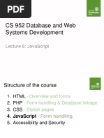 Cs 952 Database and Web Systems Development: Lecture 6: Javascript