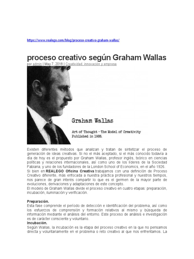 Proceso Creativo de Graham Wallas | PDF | Creatividad | Epistemología