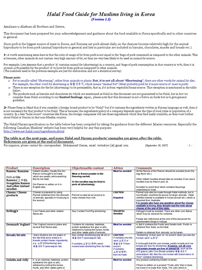 Halal Food Guide for Muslims in Korea | PDF | Cheese | Chocolate