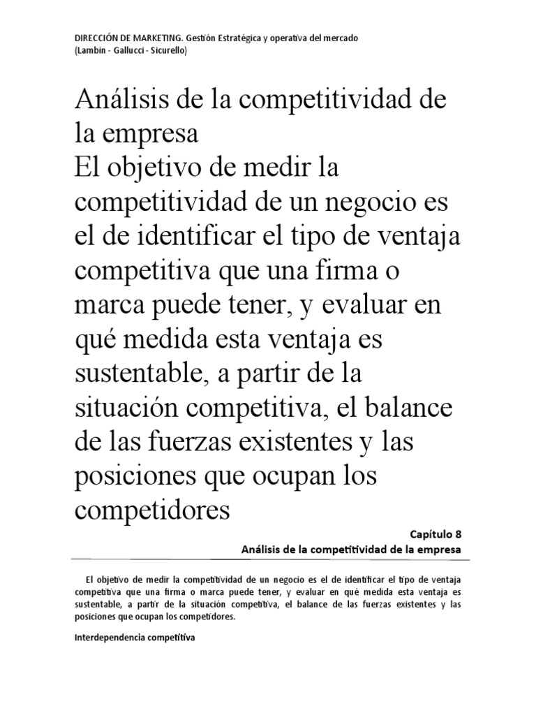 Análisis de la Competitividad Empresarial | PDF | Monopolio | Ventaja ...