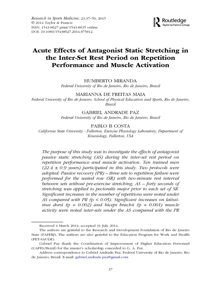 Acute Effects of Antagonist Static Stretching in The Inter-Set Rest ...