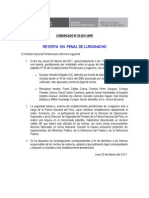 Comunicado INPE Reyerta Lurigancho 03-02-2011