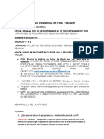 Grado 6° Taller de Recuperación Etica y Religion Segundo Periodo 2020