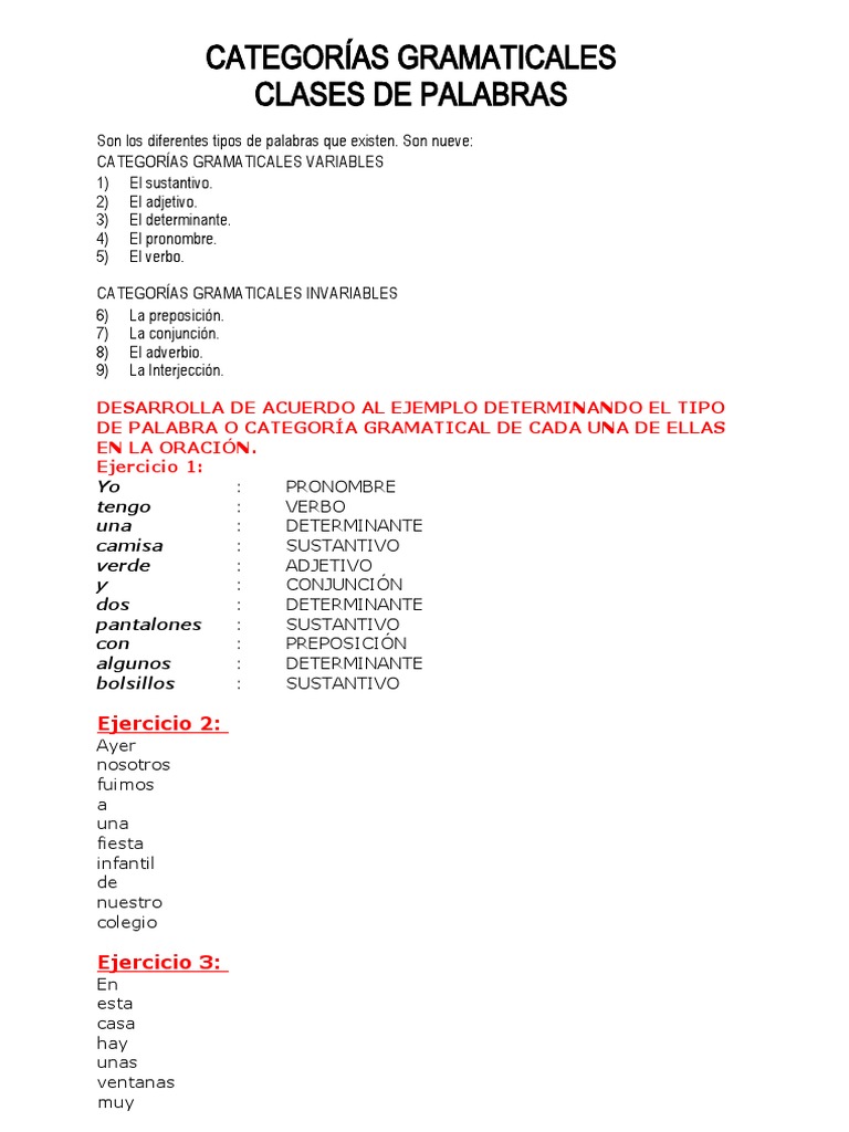 1s Lenguaje Categoria Gramatical Cuaderno2 Pdf