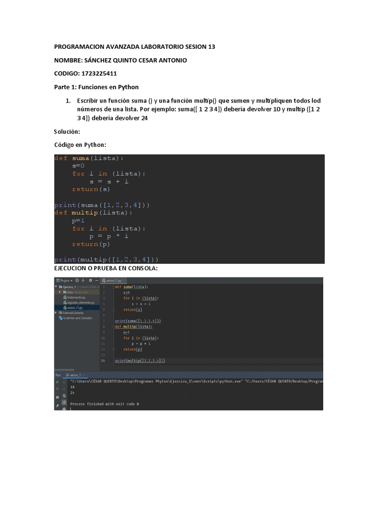 Funciones y Clases en Python: Ejemplos | PDF | Python (lenguaje de ...