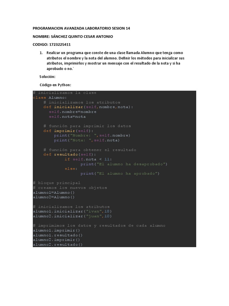 Inicialización de Clases en Python | PDF | Python (lenguaje de ...