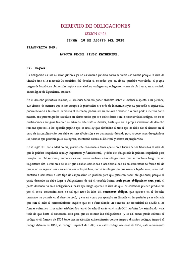 DERECHO DE OBLIGACIONES Clase 02 | PDF | Pagos | Herencia
