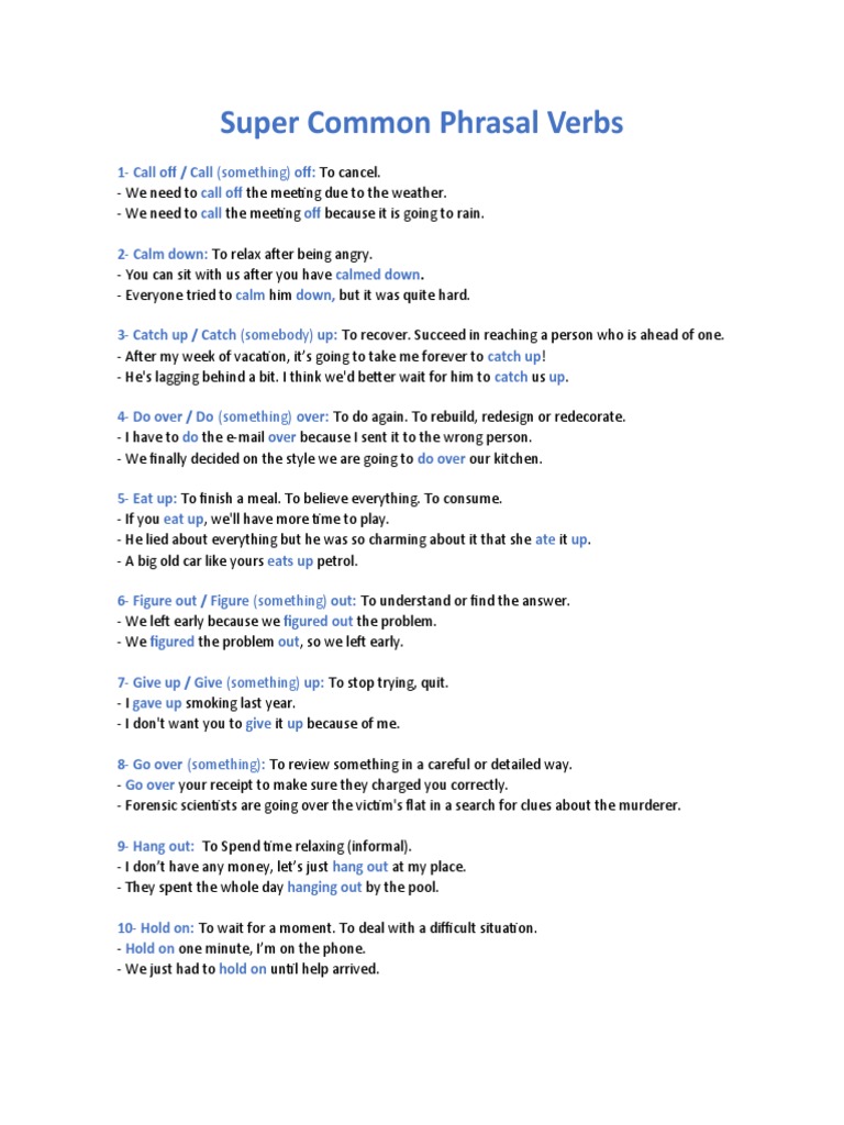 Essential Phrasal Verbs Guide | PDF | Cooking, Food & Wine | Self ...