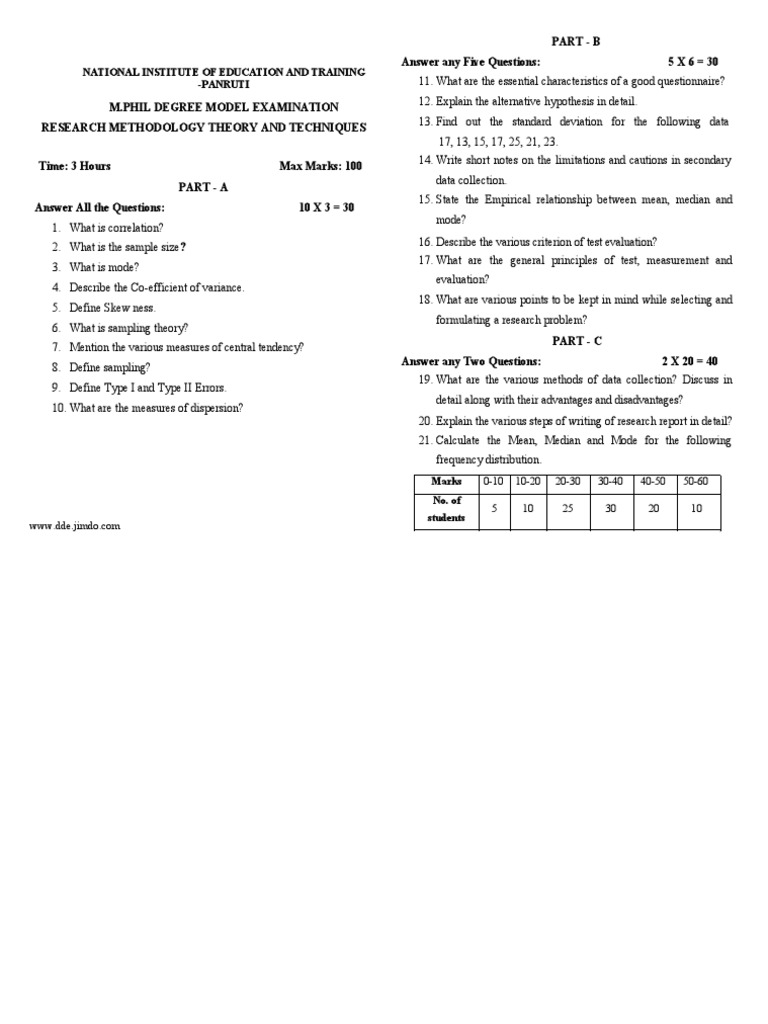 Research methodology question paper mba image