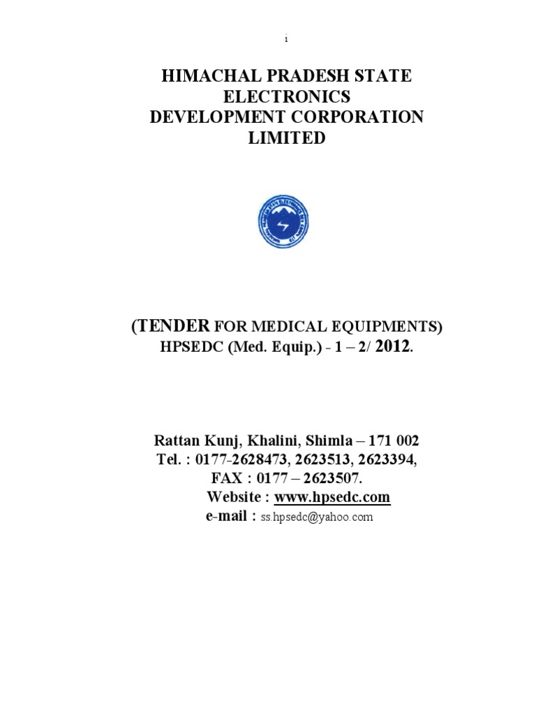 Medical Tender-Final 03-09-2012 | PDF | Excise | Taxation