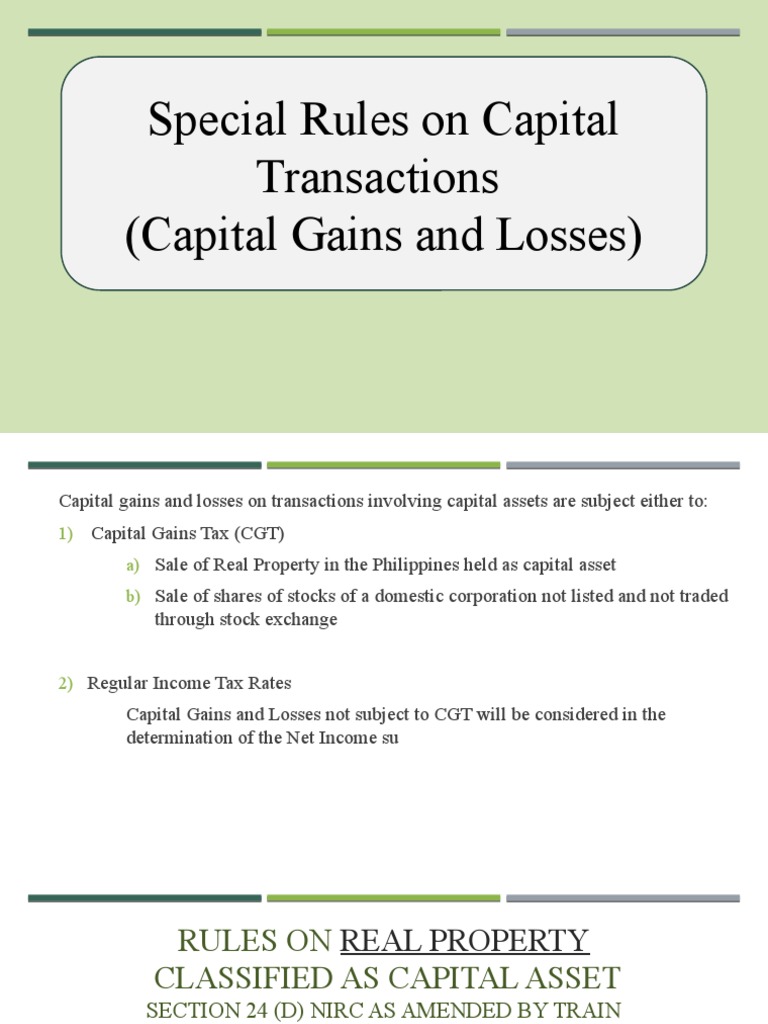 Capital Gains Tax Rules in the Philippines | PDF | Capital Gains Tax ...
