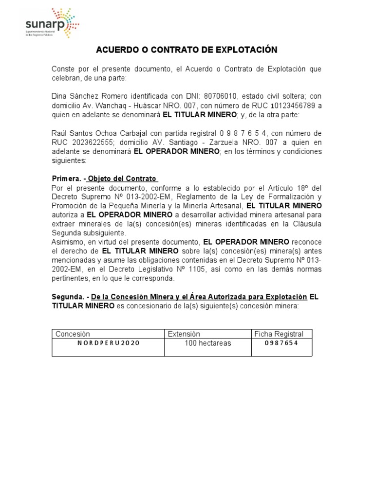 Acuerdo o Contrato de Explotación | PDF | Minería | Gobierno