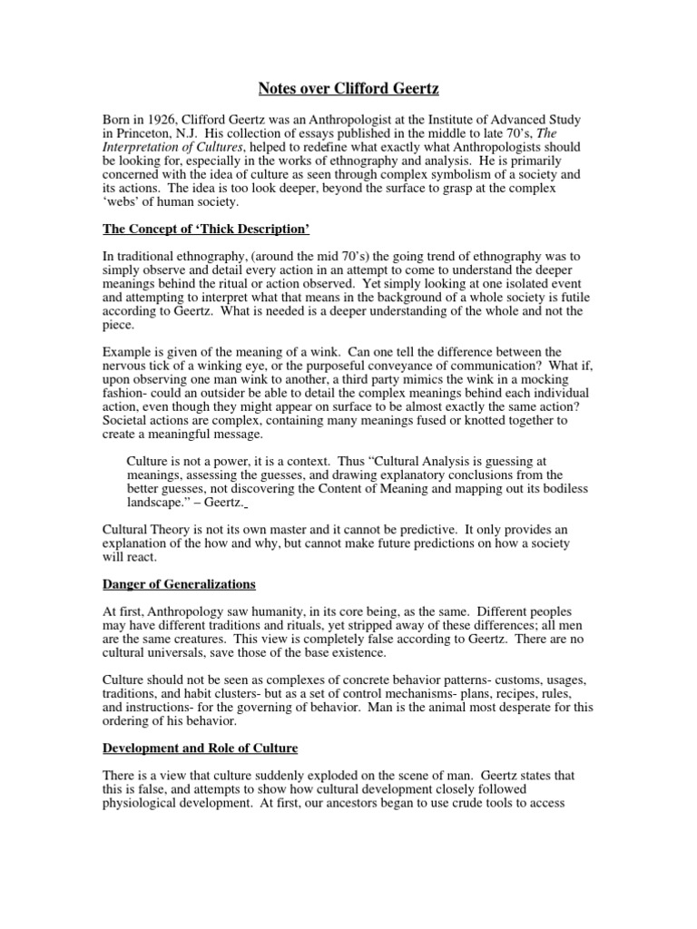 A Short Review On Cultural Theory Of Clifford Geertz Ideologies Ethnography