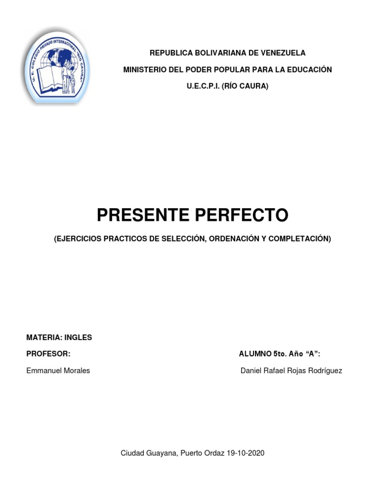 Ejercicios de Presente Perfecto en Inglés | PDF