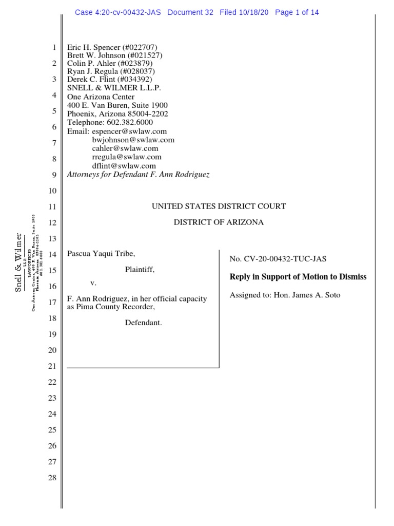 PASCUA YAQUI Rodriguez Response PDF Standing (Law) Laches (Equity)