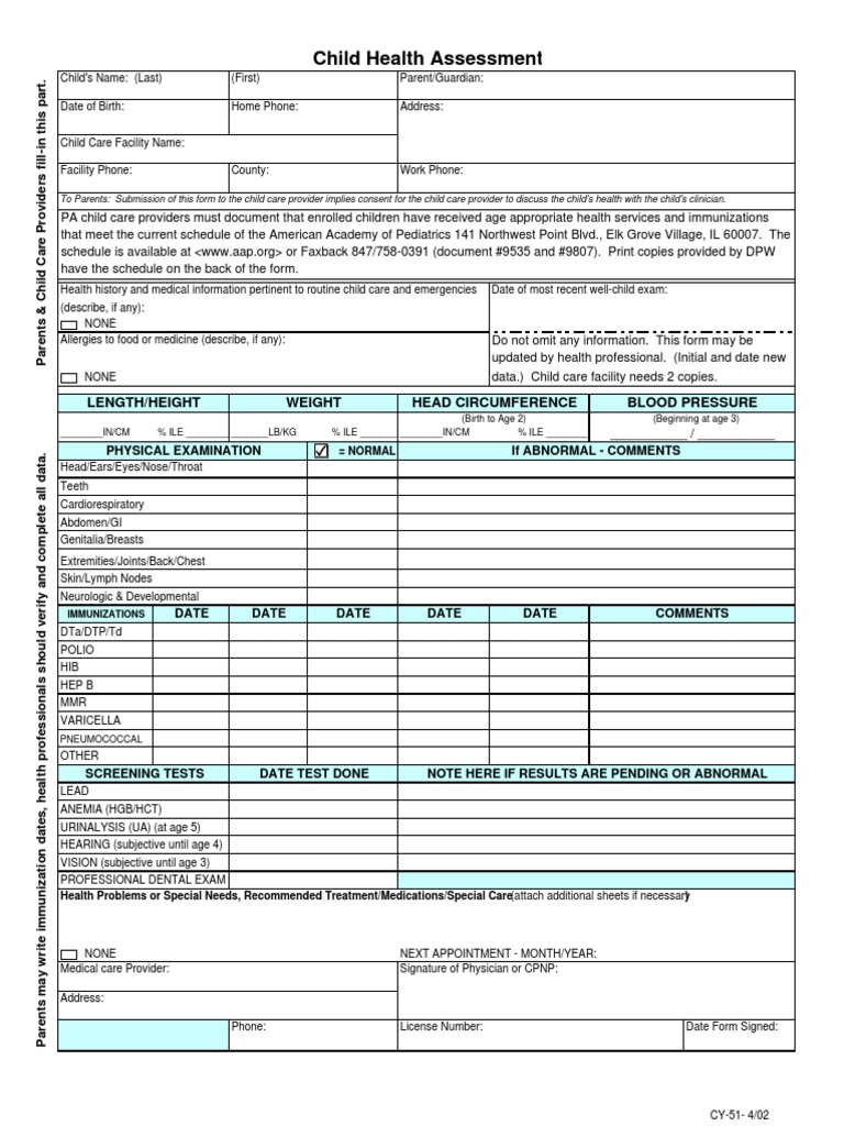 Child Health Assessment PDF PDF Physical Examination Medicine