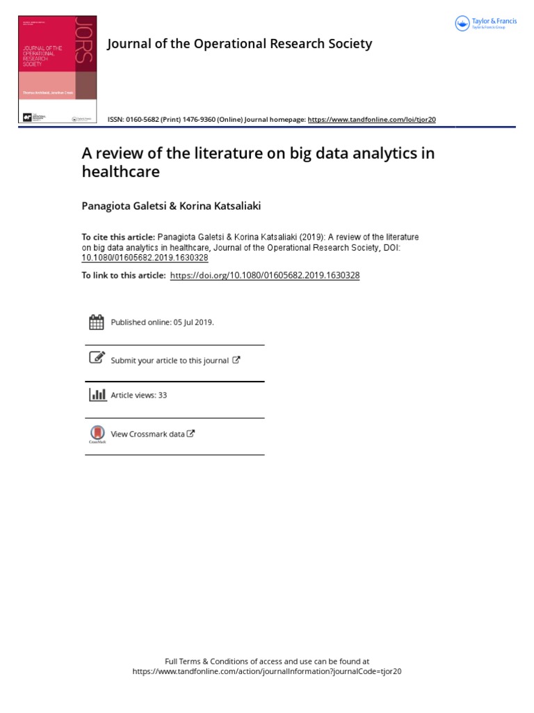 Big Data Analytics in Healthcare Review | PDF | Big Data | Health ...