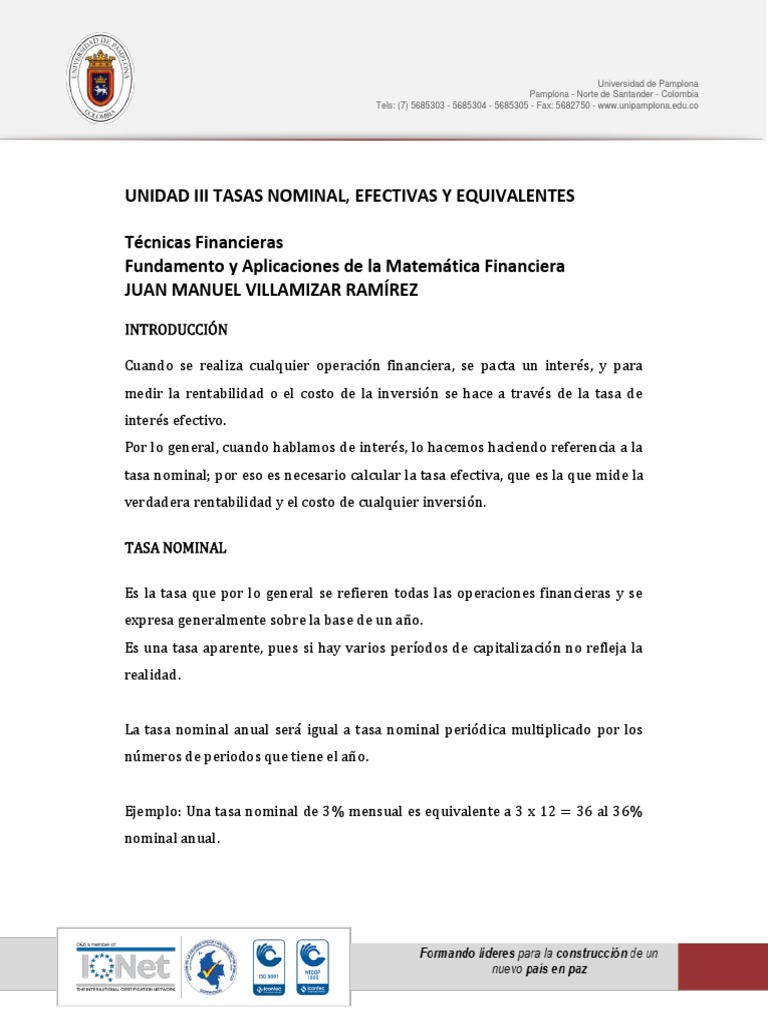 Tasa Nominal y Efectiva en Finanzas | PDF | Interés | Dinero