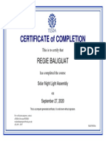 Solar Night Light Assembly - 1 - Certificate of Completion