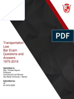 Commercial Law Bar Q - A - Transportation Law (1975-2019) (4F1920)