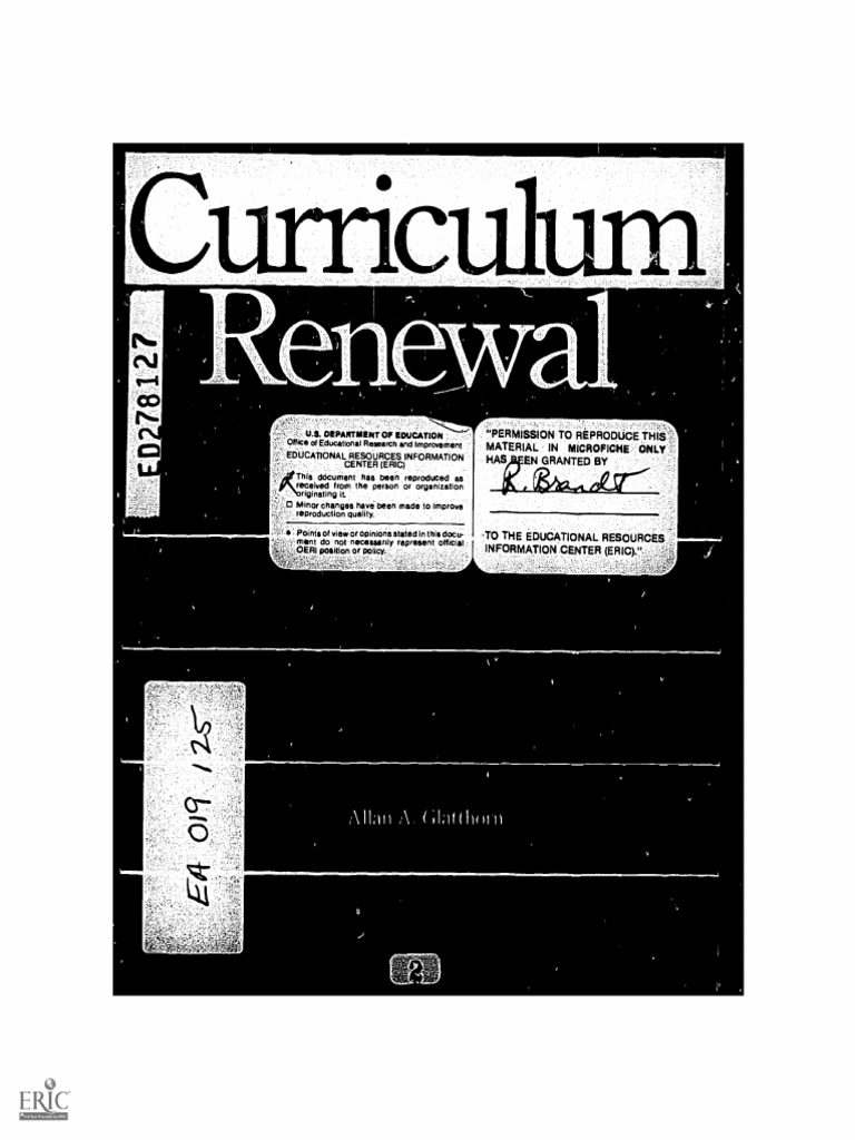 Curriculum Renewal Allan Glatthorn PDF PDF Goal Curriculum