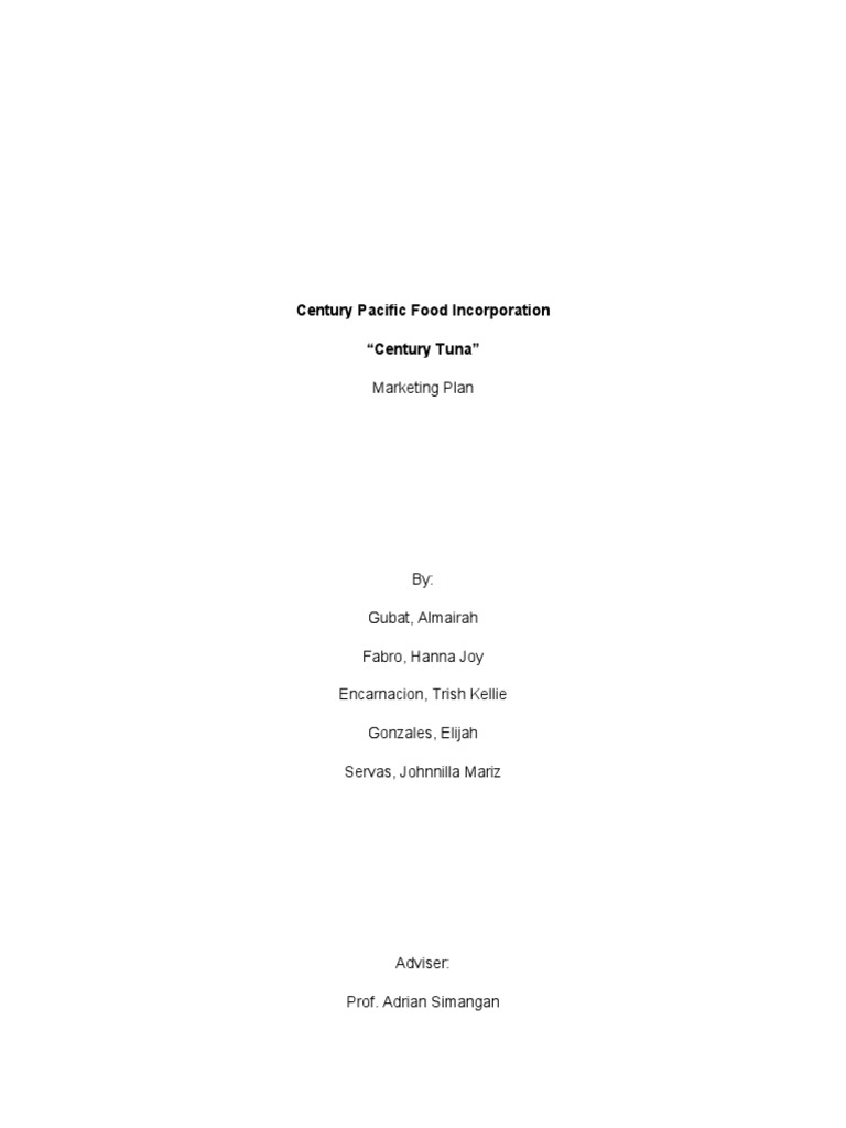 Century Pacific Food Incorporation PDF Supermarket Canning