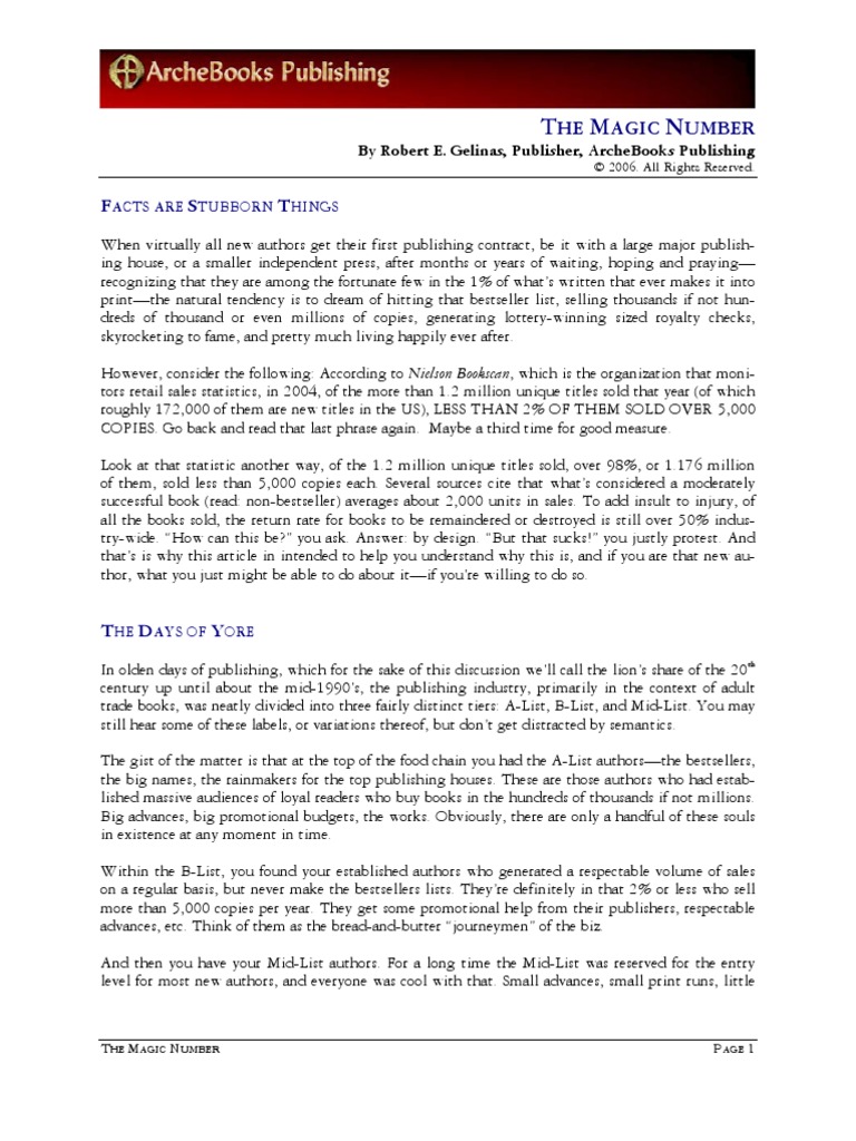 The Magic Number | PDF | Publishing | Self Publishing