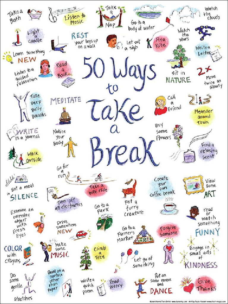 50 Ways To Take A Break Printable PDF | PDF