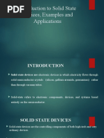 Introduction To Solid State Devices, Examples and Applications