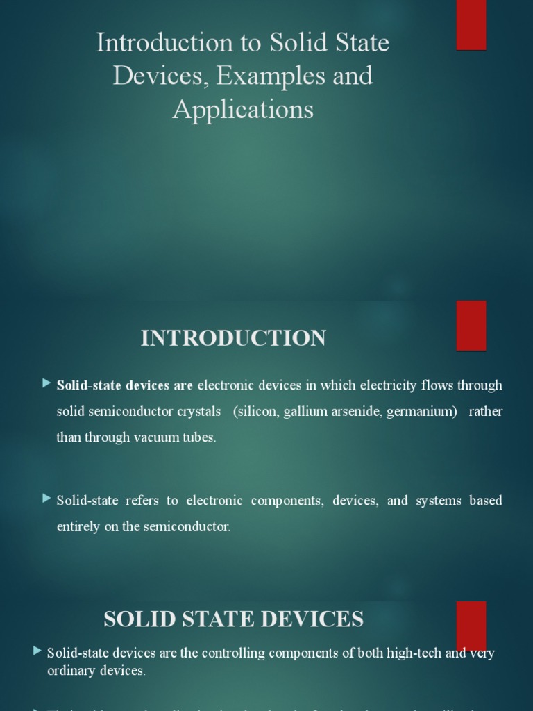 Introduction To Solid State Devices, Examples and Applications PDF