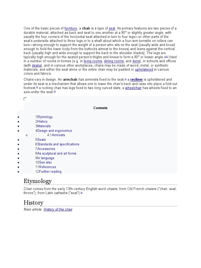 Etymology Recliner PDF Chair Decorative Arts