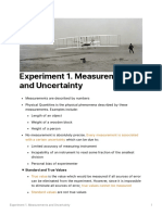 Experiment 1. Measurements and Uncertainty: Every Measurement Is Associated With A Certain Uncertainty