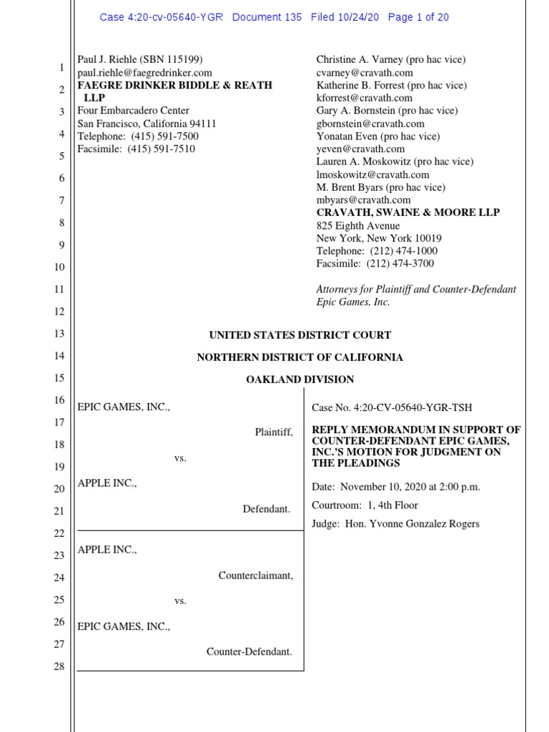 201023 Epic Games' Reply ISO Motion For Judgment On Pleadings PDF