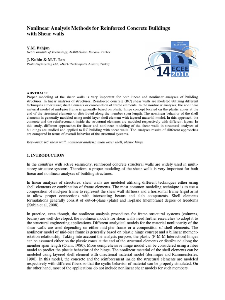 Nonlinear Analysis Methods For Reinforced Concrete Buildings PDF | PDF ...