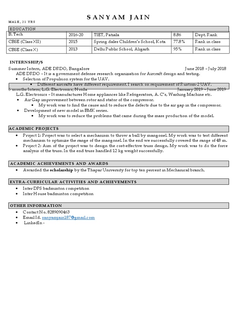 Bain 2019 BCC Sample Resume Format - 1686774920