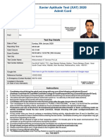 Xavier Aptitude Test (XAT) 2020 Admit Card: Saswat Mishra