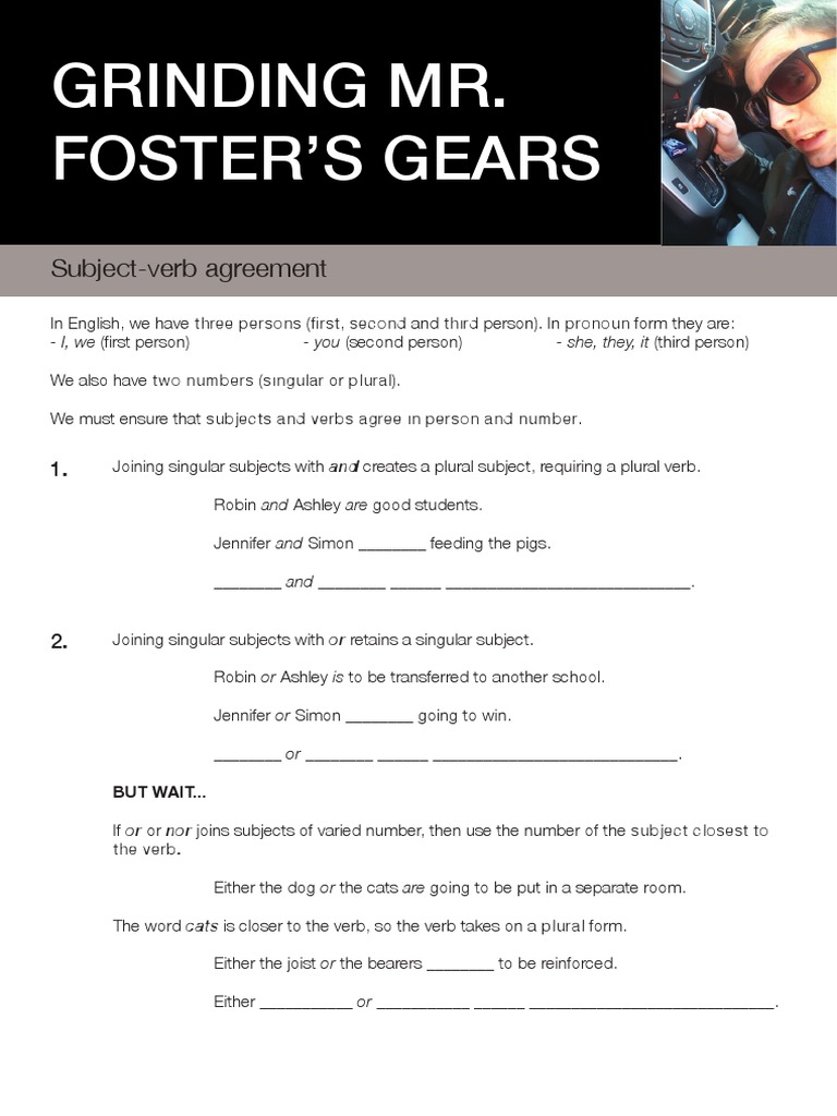 Grinding Mr. Foster'S Gears SubjectVerb Agreement PDF