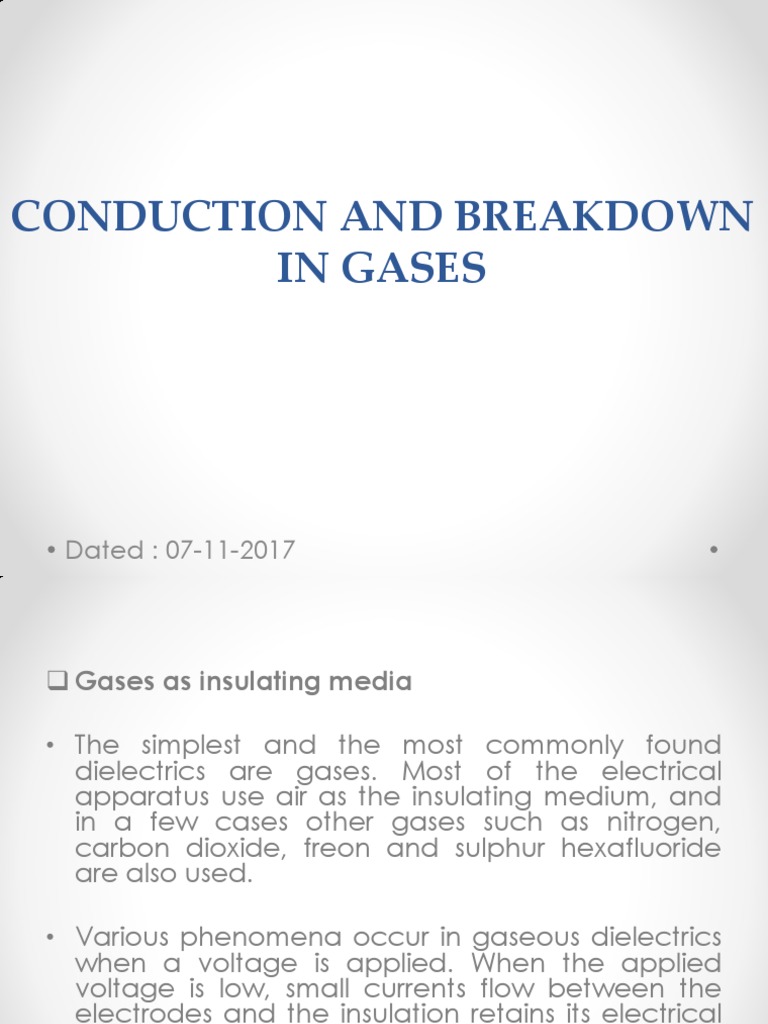 Conduction and Breakdown in Gases: Dated: 07-11-2017 | PDF | Ionization