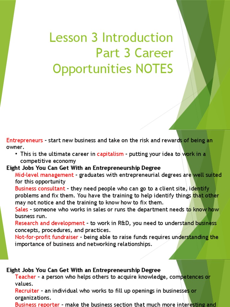 Career Paths with Entrepreneurship Degree | PDF | Business
