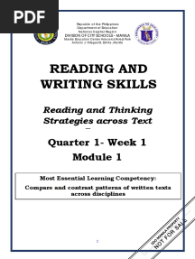 READING AND WRITING - Q1 - W1 - Mod1