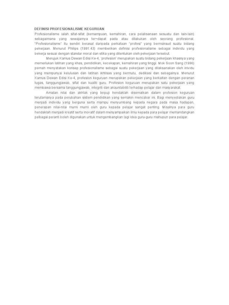 Definisi Profesionalisme Keguruan Pdf