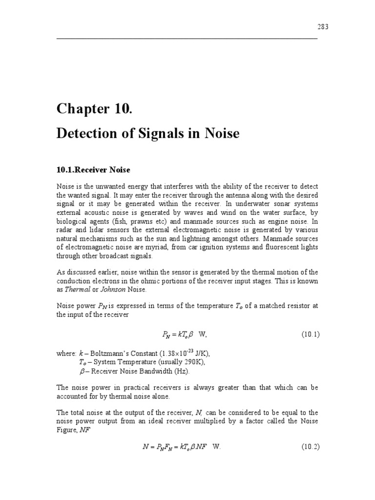 Detection And Estimation Of Signals In Noise – LZLB