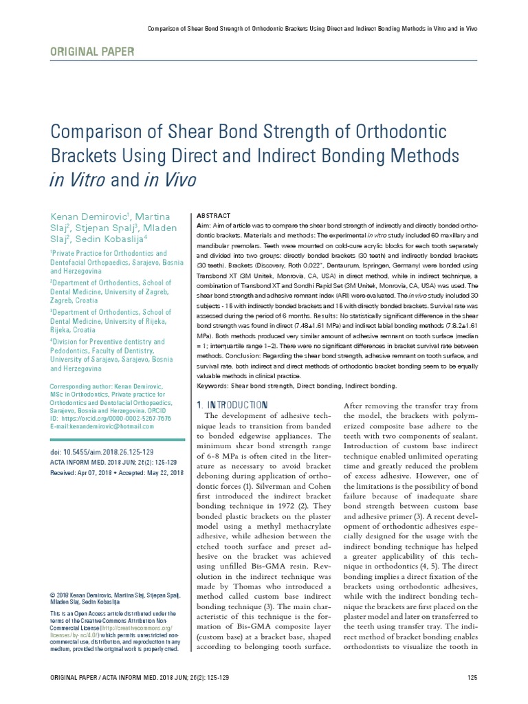 Comparison of Shear Bond Strength of Orthodontic B | PDF | Orthodontics ...