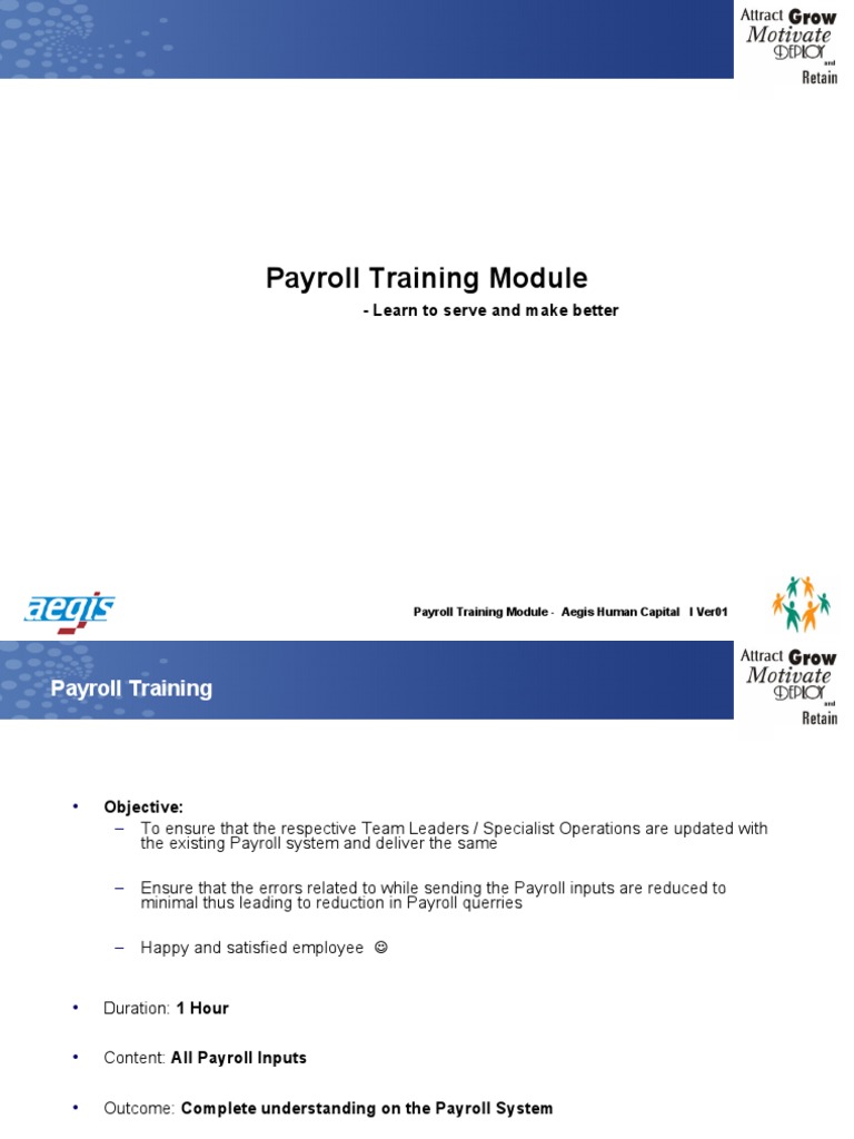 Payroll Training Module: - Learn To Serve and Make Better | PDF ...