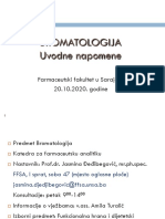 Bromatologija Uvodne Napomene: Farmaceutski Fakultet U Sarajevu 20.10.2020. Godine