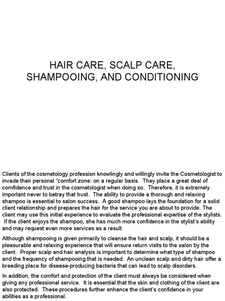 Hair Care, Scalp Care, Shampooing, and Conditioning PDF Shampoo