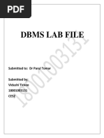 Dbms Lab File: Submitted To: DR Parul Tomar