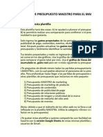 1) MASTER Plantilla de presupuesto de Marketing